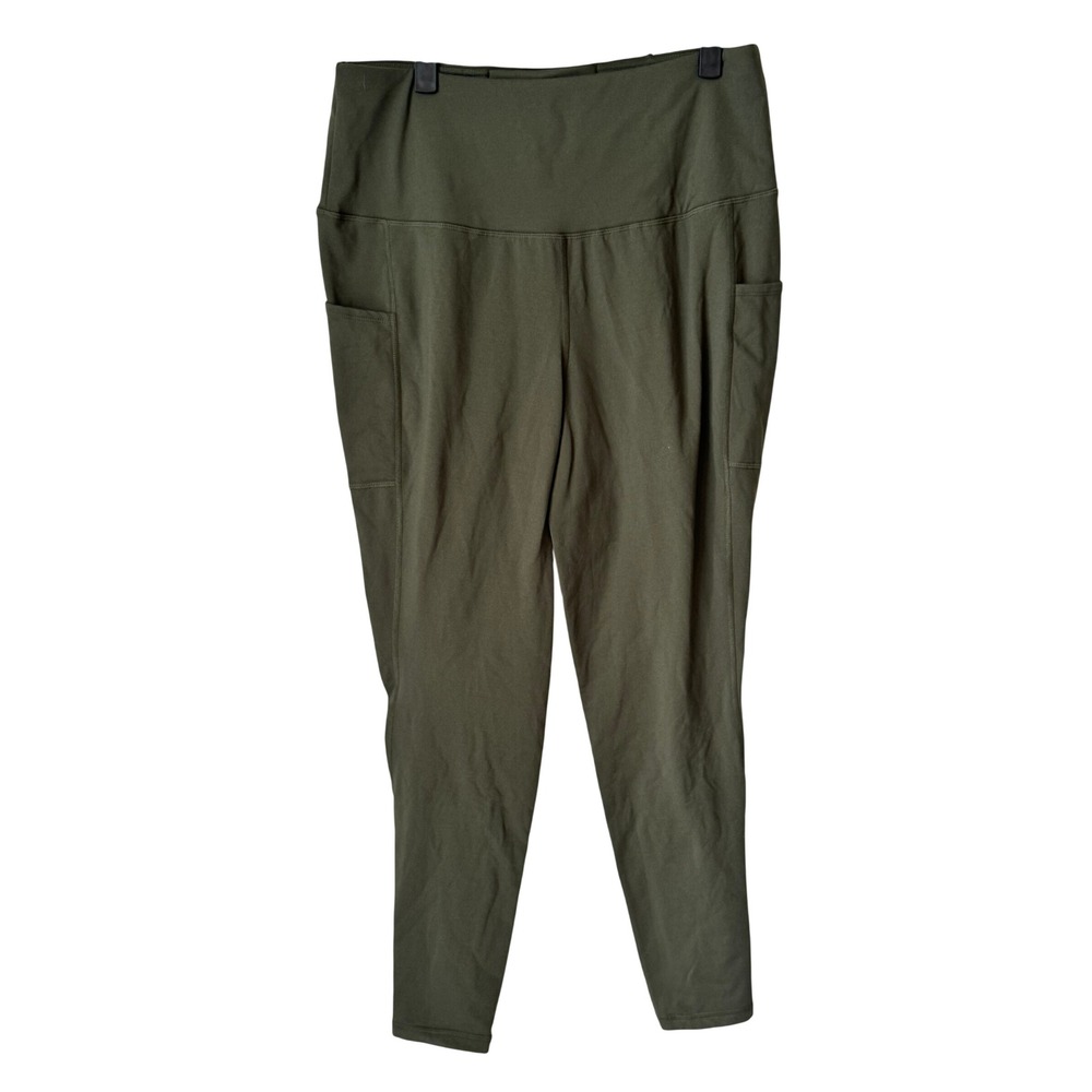 Baleaf Womens XL Olive Green High Waisted Active Leggings with Side Pockets